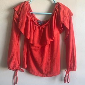 Red off the shoulder blouse